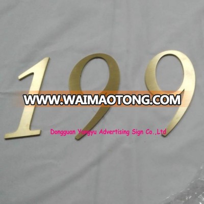 Customized 1mm gold solid stainless steel house number sign