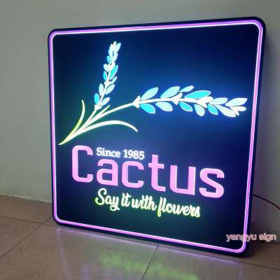 Custom outdoor led light box acrylic glow hanging sign boards