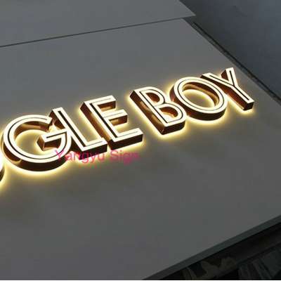 outdoor advertising gold stainless steel sign alphabet mirror store name letters