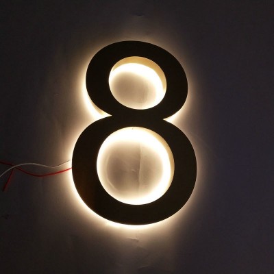 Outdoor dimmable stainless steel house numbers address sign