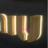 wood color backlit stainless steel sign light up alphabet letters