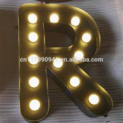 Outdoor Rust metal marquee letters sign bulb light letters for shop and wedding decoration