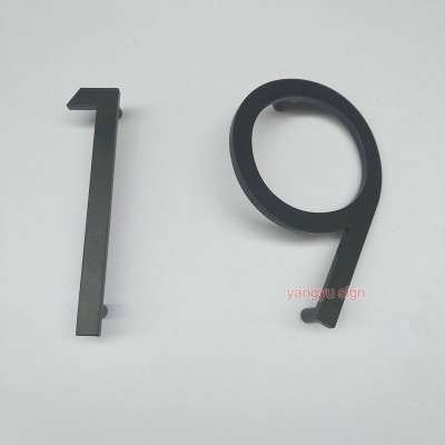 Customized 12cm height 3mm thickness laser cut stainless steel floating house numbers for hotel