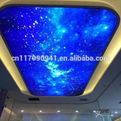 Beautiful 3D sky stretch ceiling films with chandeliers for kid's room decoration